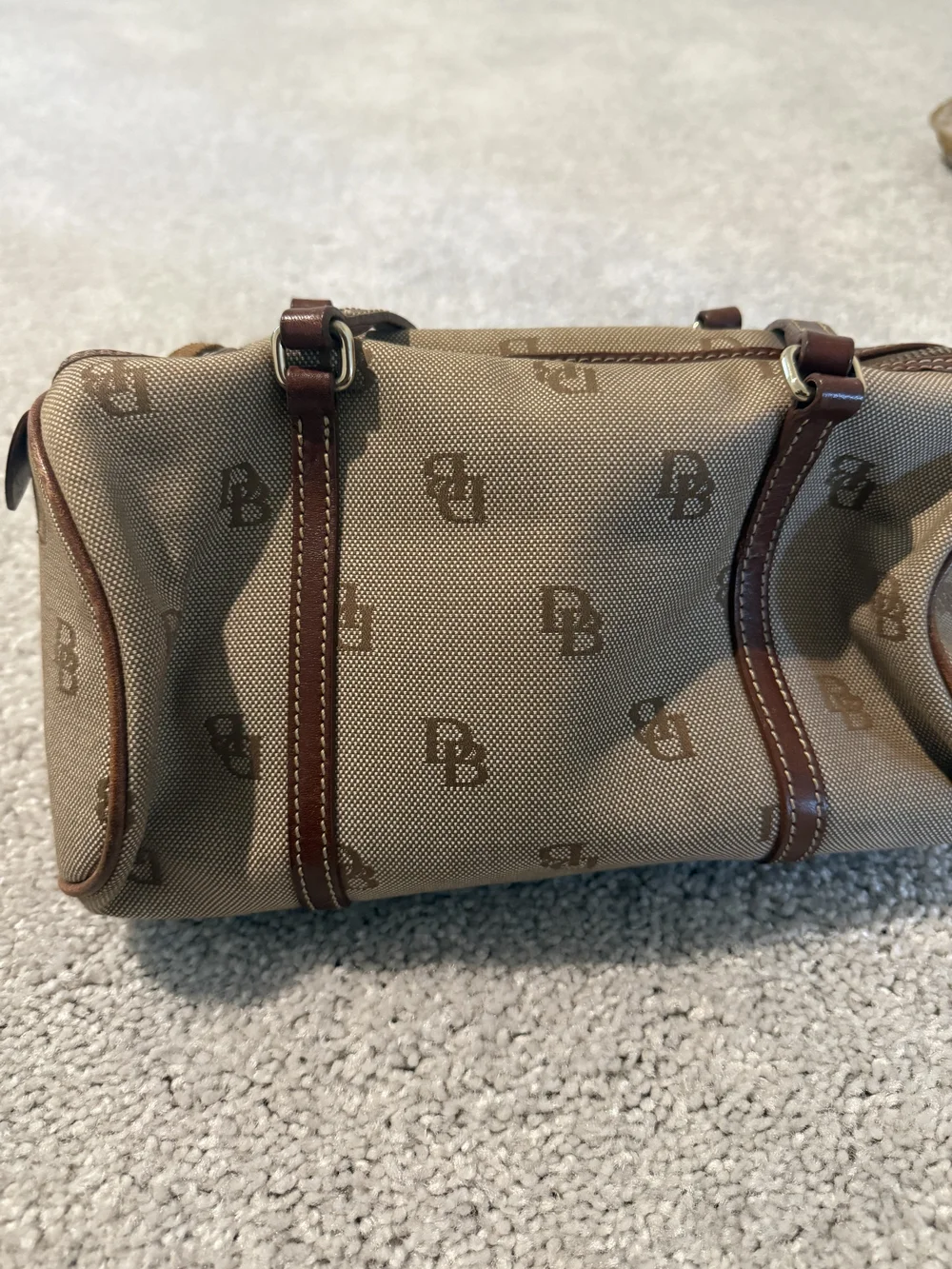 Dooney & Bourke Tan Signature Canvas Purs3 with Coin Pouch